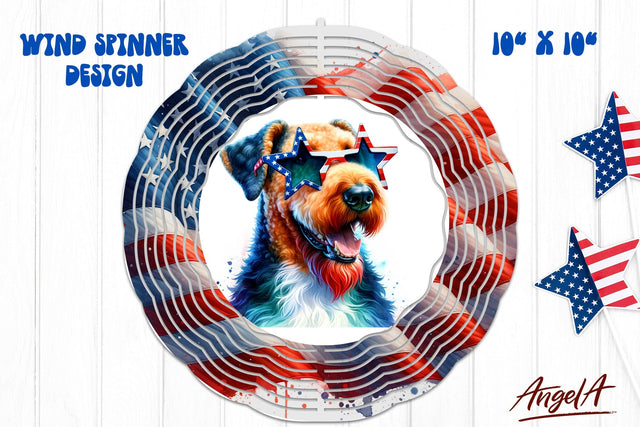 Patriotic wind spinner sublimation / funny Airedale Sublimation Angelina Semenova 