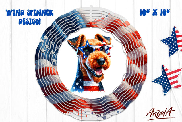 Patriotic wind spinner sublimation / funny Airedale Sublimation Angelina Semenova 