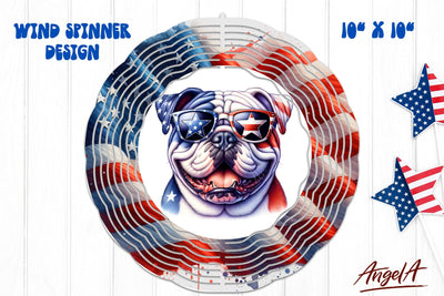 Patriotic wind spinner sublimation / funny American bulldog Sublimation Angelina Semenova 