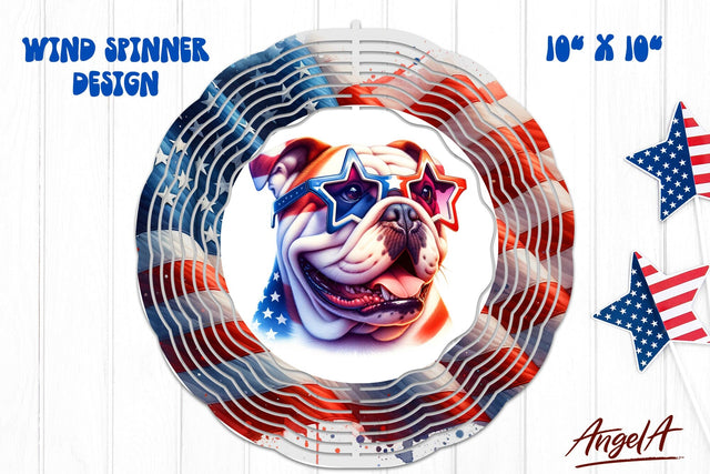 Patriotic wind spinner sublimation / funny American bulldog Sublimation Angelina Semenova 