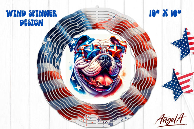 Patriotic wind spinner sublimation / funny American bulldog Sublimation Angelina Semenova 