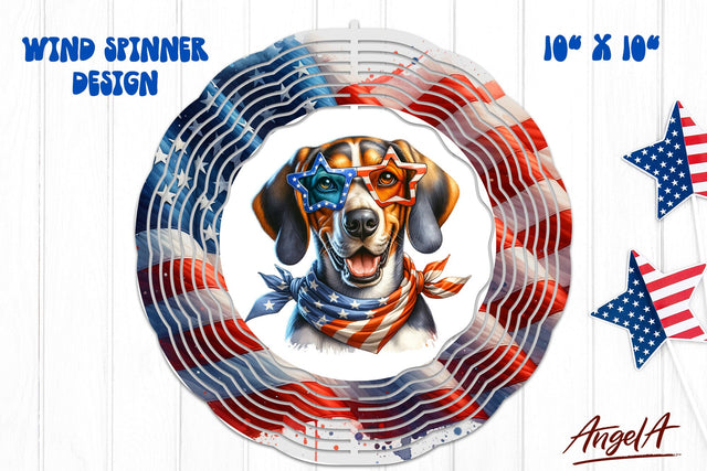 Patriotic wind spinner sublimation / funny American Foxhound Sublimation Angelina Semenova 