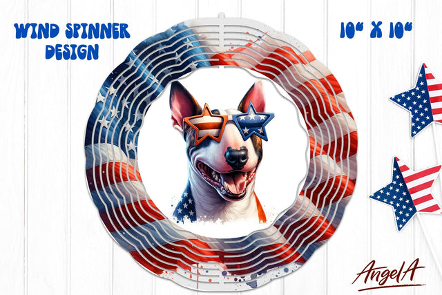 Patriotic wind spinner sublimation / funny Bullterrier dog Sublimation Angelina Semenova 
