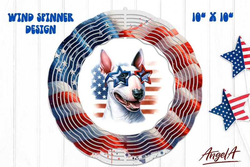 Patriotic wind spinner sublimation / funny Bullterrier Sublimation Angelina Semenova 