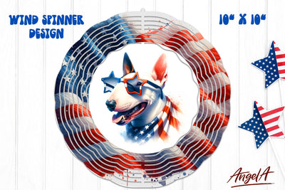 Patriotic wind spinner sublimation / funny Bullterrier Sublimation Angelina Semenova 