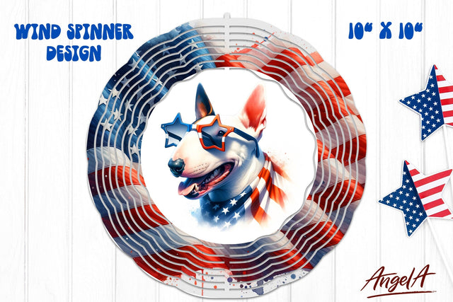 Patriotic wind spinner sublimation / funny Bullterrier Sublimation Angelina Semenova 
