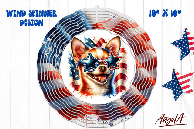 Patriotic wind spinner sublimation / funny Chihuahua dog PNG Sublimation Angelina Semenova 