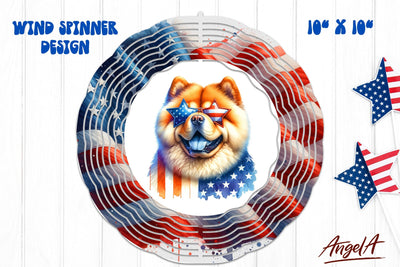 Patriotic wind spinner sublimation / funny Chow chow dog PNG Sublimation Angelina Semenova 