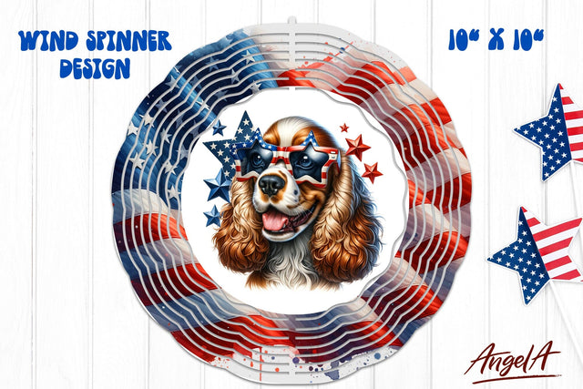 Patriotic wind spinner sublimation / funny Cocker spaniel Sublimation Angelina Semenova 