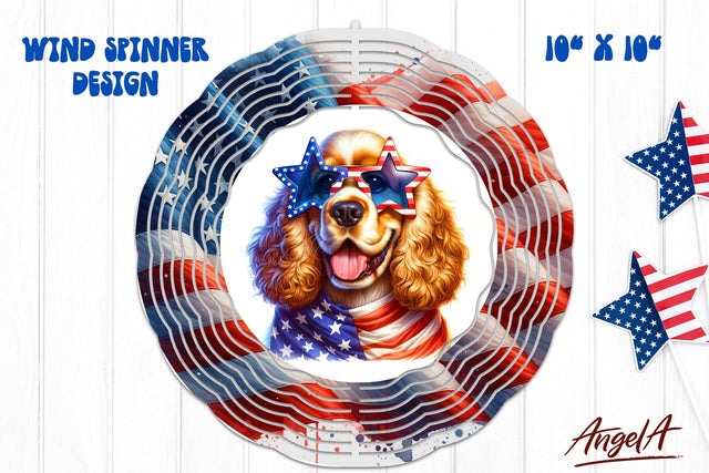Patriotic wind spinner sublimation / funny Cocker spaniel Sublimation Angelina Semenova 