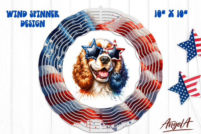 Patriotic wind spinner sublimation / funny Cocker Spaniel Sublimation Angelina Semenova 