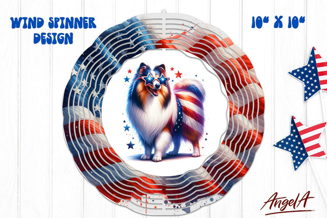 Patriotic wind spinner sublimation / funny collie dog PNG Sublimation Angelina Semenova 