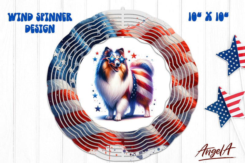 Patriotic wind spinner sublimation / funny collie dog PNG Sublimation Angelina Semenova 