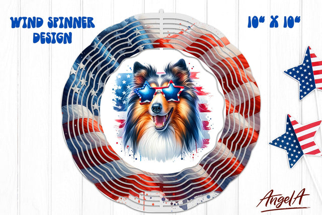 Patriotic wind spinner sublimation / funny Collie PNG Sublimation Angelina Semenova 