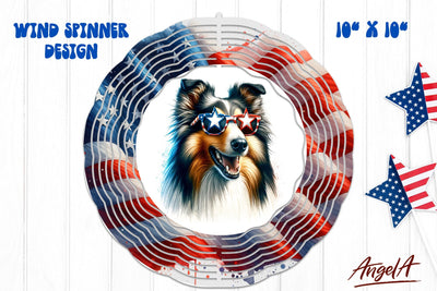Patriotic wind spinner sublimation / funny Collie PNG SVG Angelina Semenova 
