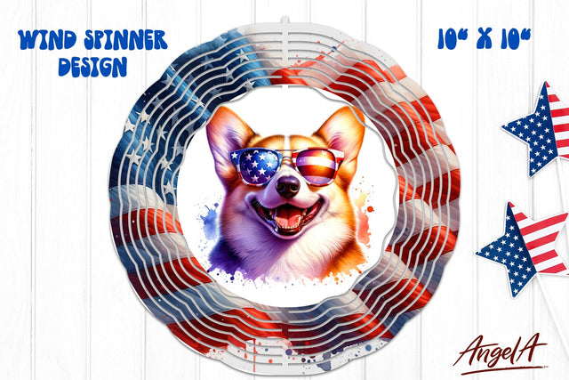 Patriotic wind spinner sublimation / funny corgi dog PNG Sublimation Angelina Semenova 