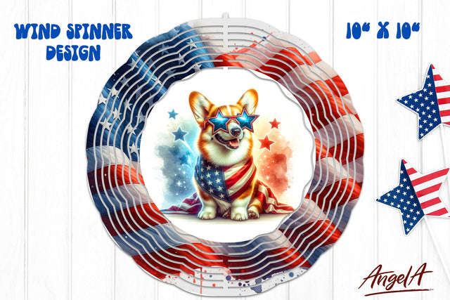 Patriotic wind spinner sublimation / funny corgi dog PNG Sublimation Angelina Semenova 