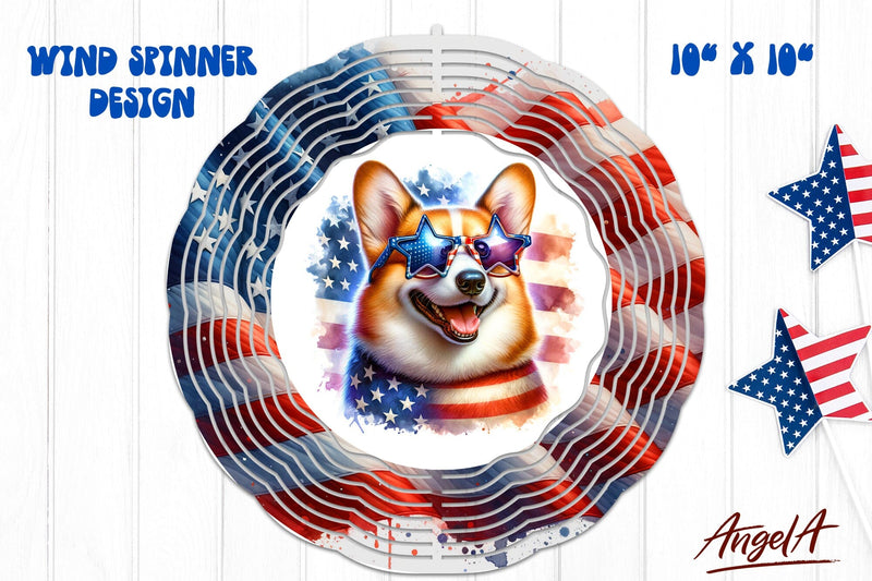 Patriotic wind spinner sublimation / funny Corgi PNG Sublimation Angelina Semenova 