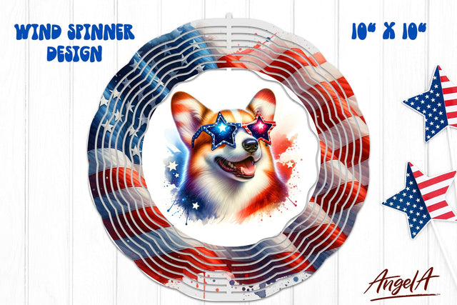 Patriotic wind spinner sublimation / funny Corgi PNG Sublimation Angelina Semenova 