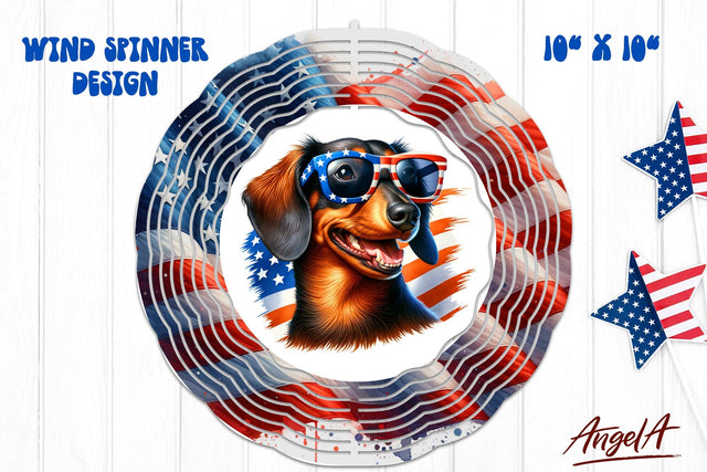 Patriotic wind spinner sublimation / funny Dachshund dog Sublimation Angelina Semenova 