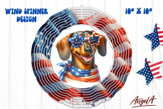 Patriotic wind spinner sublimation / Funny Dachshund Sublimation Angelina Semenova 