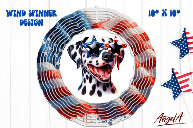 Patriotic wind spinner sublimation / funny Dalmatian USA dog Sublimation Angelina Semenova 