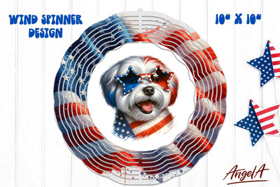 Patriotic wind spinner sublimation / funny Havanese PNG Sublimation Angelina Semenova 
