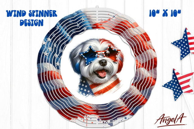 Patriotic wind spinner sublimation / funny Havanese PNG Sublimation Angelina Semenova 