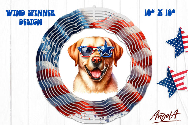 Patriotic wind spinner sublimation / funny Labrador PNG Sublimation Angelina Semenova 