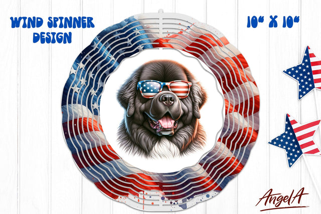 Patriotic wind spinner sublimation / funny newfoundland dog Sublimation Angelina Semenova 