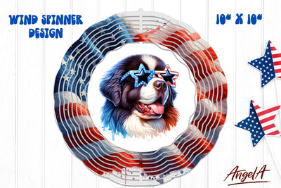 Patriotic wind spinner sublimation / funny Newfoundland dog Sublimation Angelina Semenova 