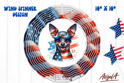 Patriotic wind spinner sublimation / funny Rat terrier dog Sublimation Angelina Semenova 