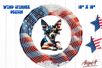Patriotic wind spinner sublimation / funny Rat terrier dog Sublimation Angelina Semenova 