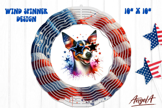 Patriotic wind spinner sublimation / funny Rat terrier PNG Sublimation Angelina Semenova 