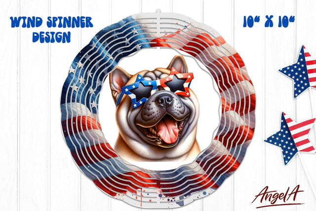 Patriotic wind spinner sublimation / funny Shar Pei dog png Sublimation Angelina Semenova 