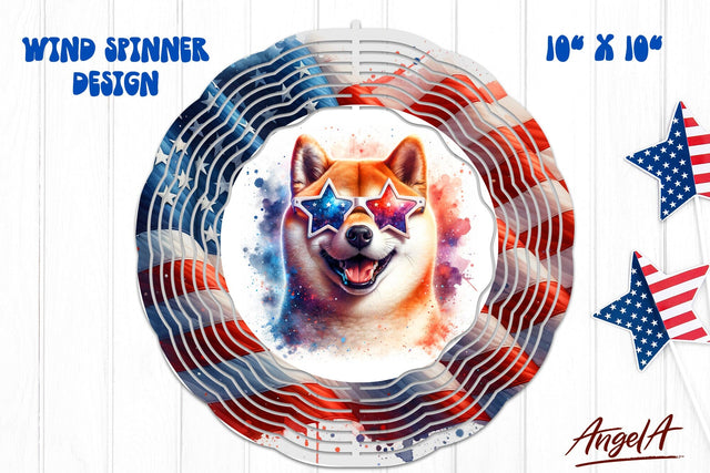 Patriotic wind spinner sublimation / funny shiba inu dog PNG Sublimation Angelina Semenova 
