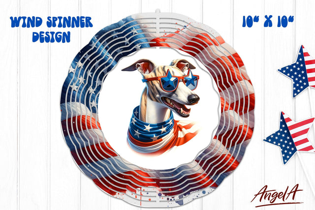 Patriotic wind spinner sublimation / funny Whippet dog PNG Sublimation Angelina Semenova 