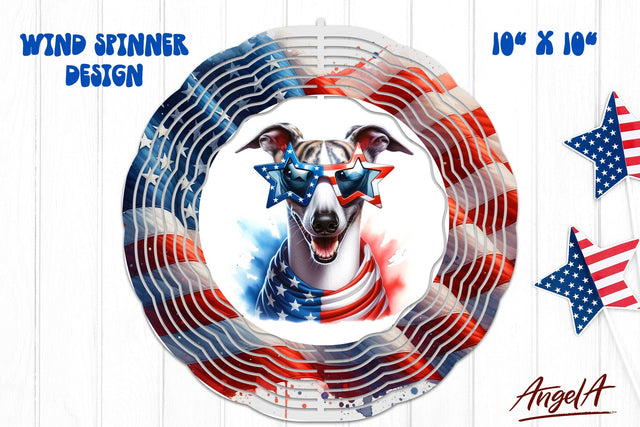 Patriotic wind spinner sublimation / funny Whippet dog PNG Sublimation Angelina Semenova 