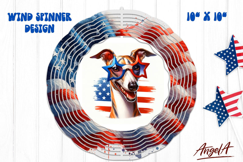 Patriotic wind spinner sublimation / funny Whippet USA dog Sublimation Angelina Semenova 