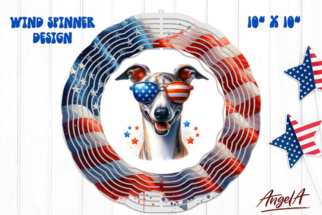 Patriotic wind spinner sublimation / funny Whippet USA dog Sublimation Angelina Semenova 
