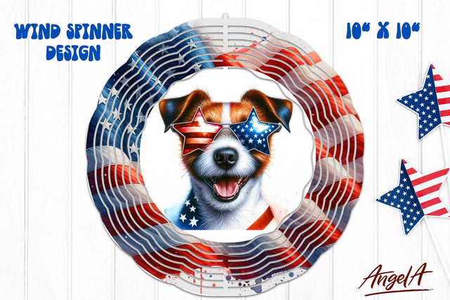 Patriotic wind spinner sublimation / Jack Russell terrier Sublimation Angelina Semenova 