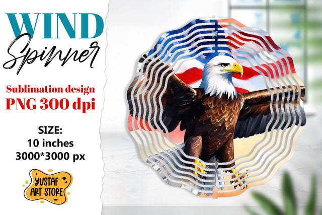 Patriotic wind spinner sublimation.American flag and eagle Sublimation Yustaf Art Store 