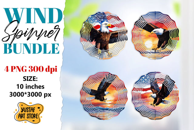 Patriotic wind spinner sublimation.American flag and eagle Sublimation Yustaf Art Store 