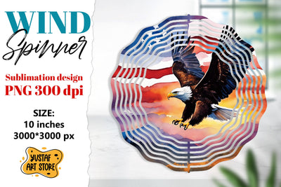 Patriotic wind spinner sublimation.American flag and eagle Sublimation Yustaf Art Store 