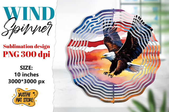 Patriotic wind spinner sublimation.American flag and eagle Sublimation Yustaf Art Store 