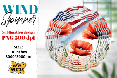 Patriotic wind spinner sublimation.American flag and flowers Sublimation Yustaf Art Store 