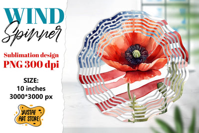Patriotic wind spinner sublimation.American flag and flowers Sublimation Yustaf Art Store 