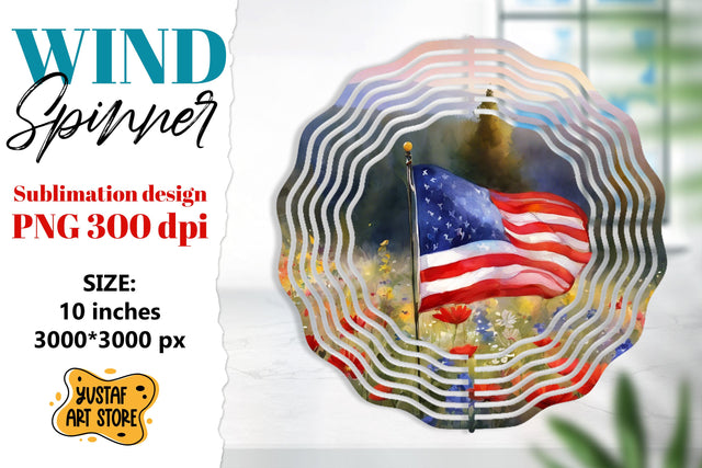 Patriotic wind spinner sublimation.American flag sublimation Sublimation Yustaf Art Store 
