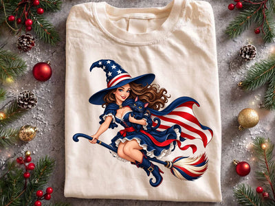 Patriotic Witch Black Cat PNG SVG artprintfile 