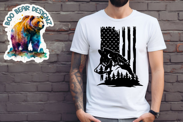 Patriotic Wolve Clipart Sublimation Boo Bear Designz 